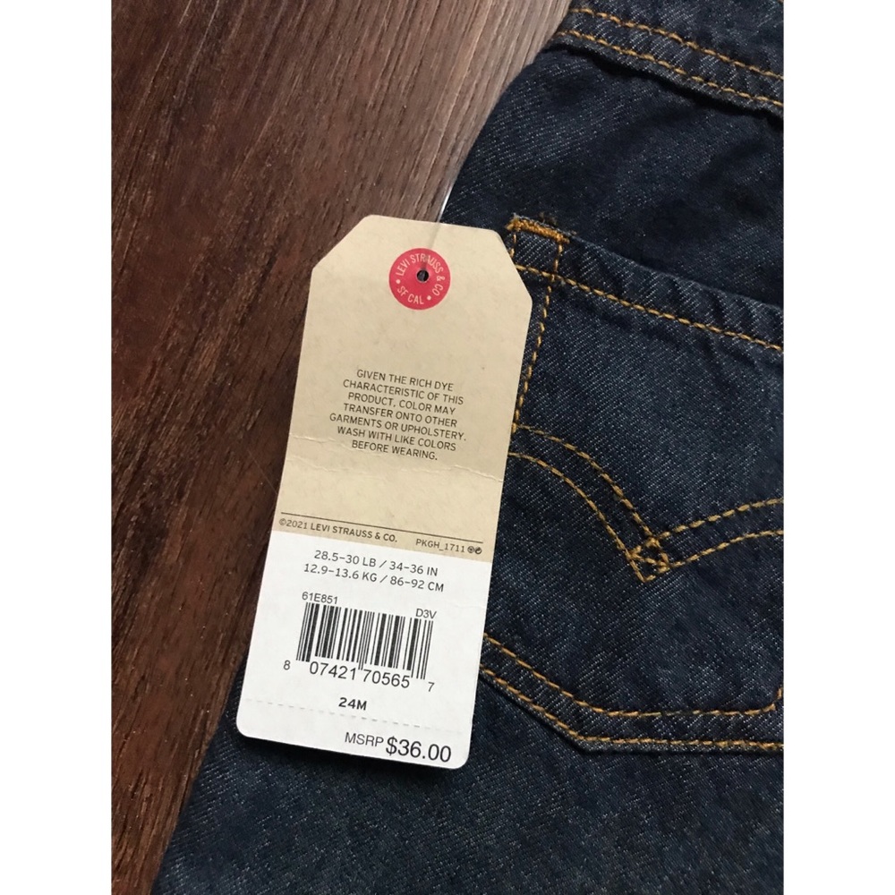 LEVI’S BABY DENIM OVERALL SHORTS SIZE 24 MONTHS - Picture 3 of 5